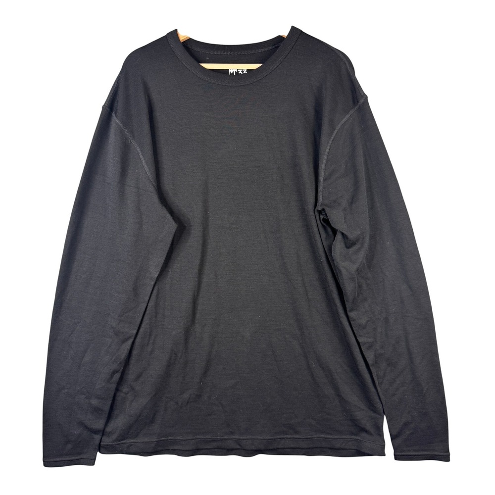 Minus33 Chocorua 705 Men XXL Black 100% Merino Wool Midweight Crew Base Layer